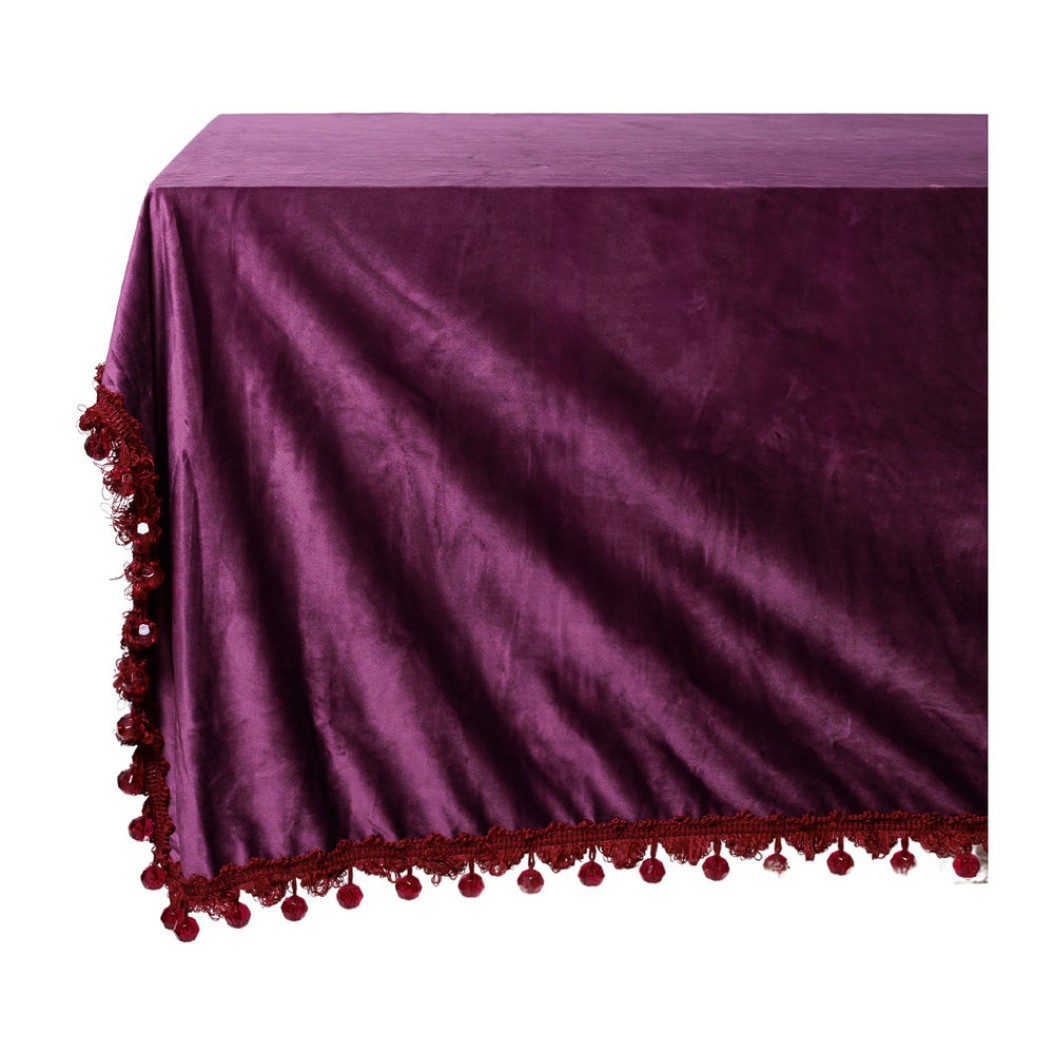 Ορθογώνιο Βελούδινο Τραπεζομάντηλο 1560x160 cm Με Πασματερί Με Διαμάντια Κόκκινα Σε Μωβ Χρώμα Τραπεζομάντηλα Ορθογώνιο Βελούδινο Τραπεζομάντηλο 1560x160 cm Με Πασματερί Με Διαμάντια Κόκκινα Σε Μωβ Χρώμα Τραπεζομάντηλα