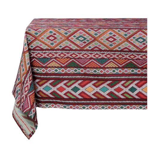 Βαμβακερό Τετράγωνο Τραπεζομάντηλο Πολύχρωμο Με Γεωμετρικά Σχέδια 400x400 cm Τραπεζομάντηλα
