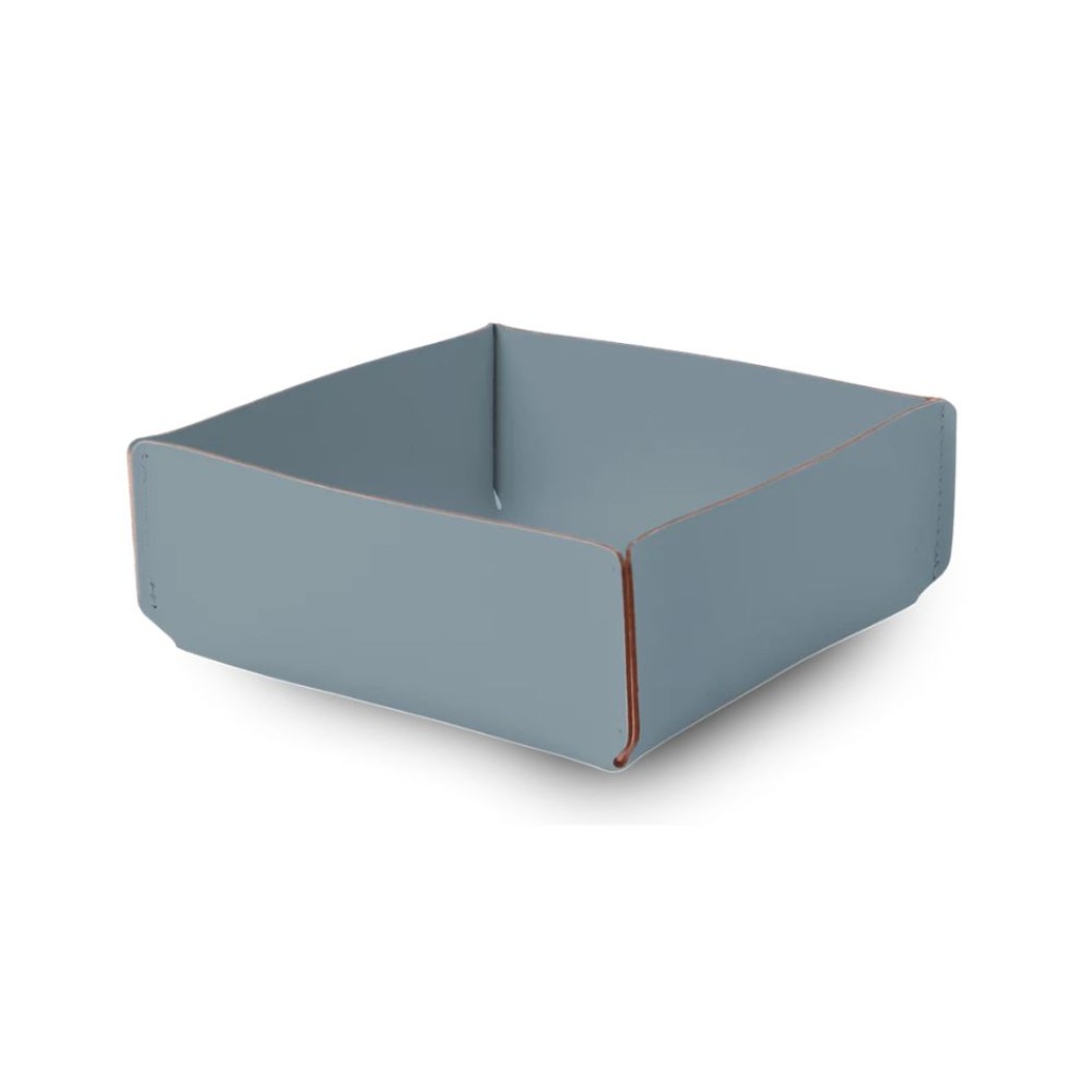 Τετράγωνη Ψωμιέρα Από Ανακυκλωμένο Δέρμα Σε Μπλε Χρώμα 18x18x8 cm Homeware