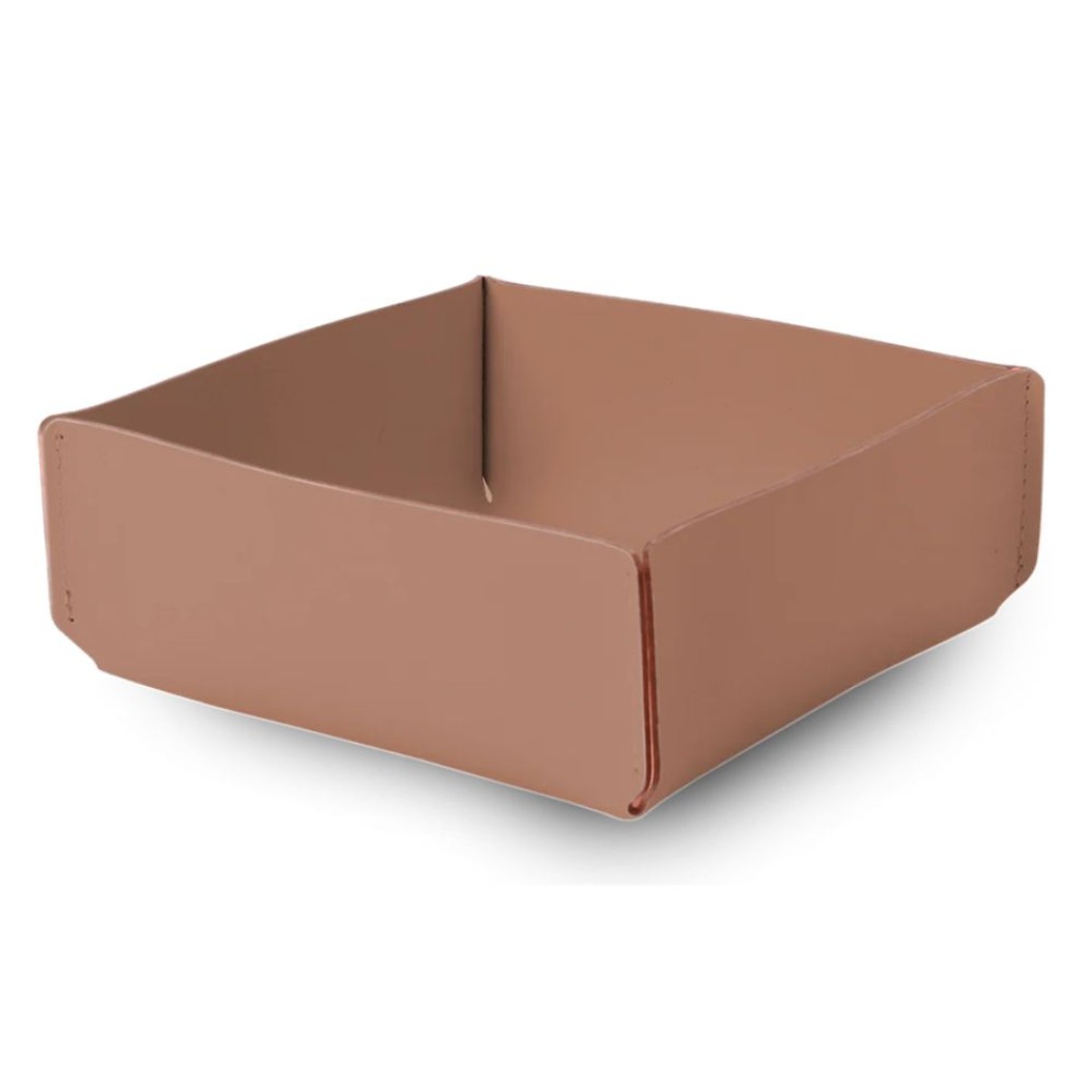 Τετράγωνη Ψωμιέρα Από Ανακυκλωμένο Δέρμα Σε Καφέ Χρώμα 21x21x9 cm Homeware
