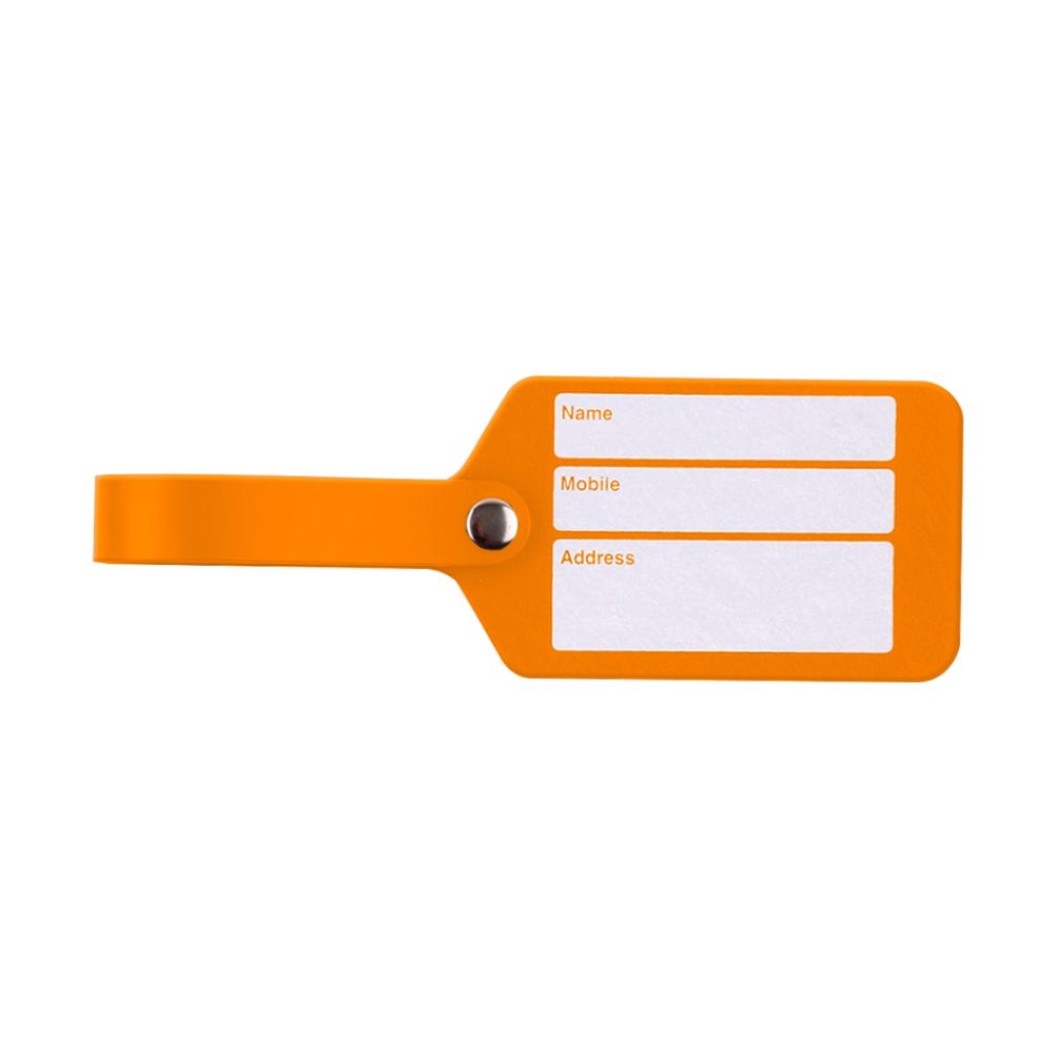Luggage Tag Made of Recycled Leather In Orange Color 20.5x1x7 cm Suitcase Labels