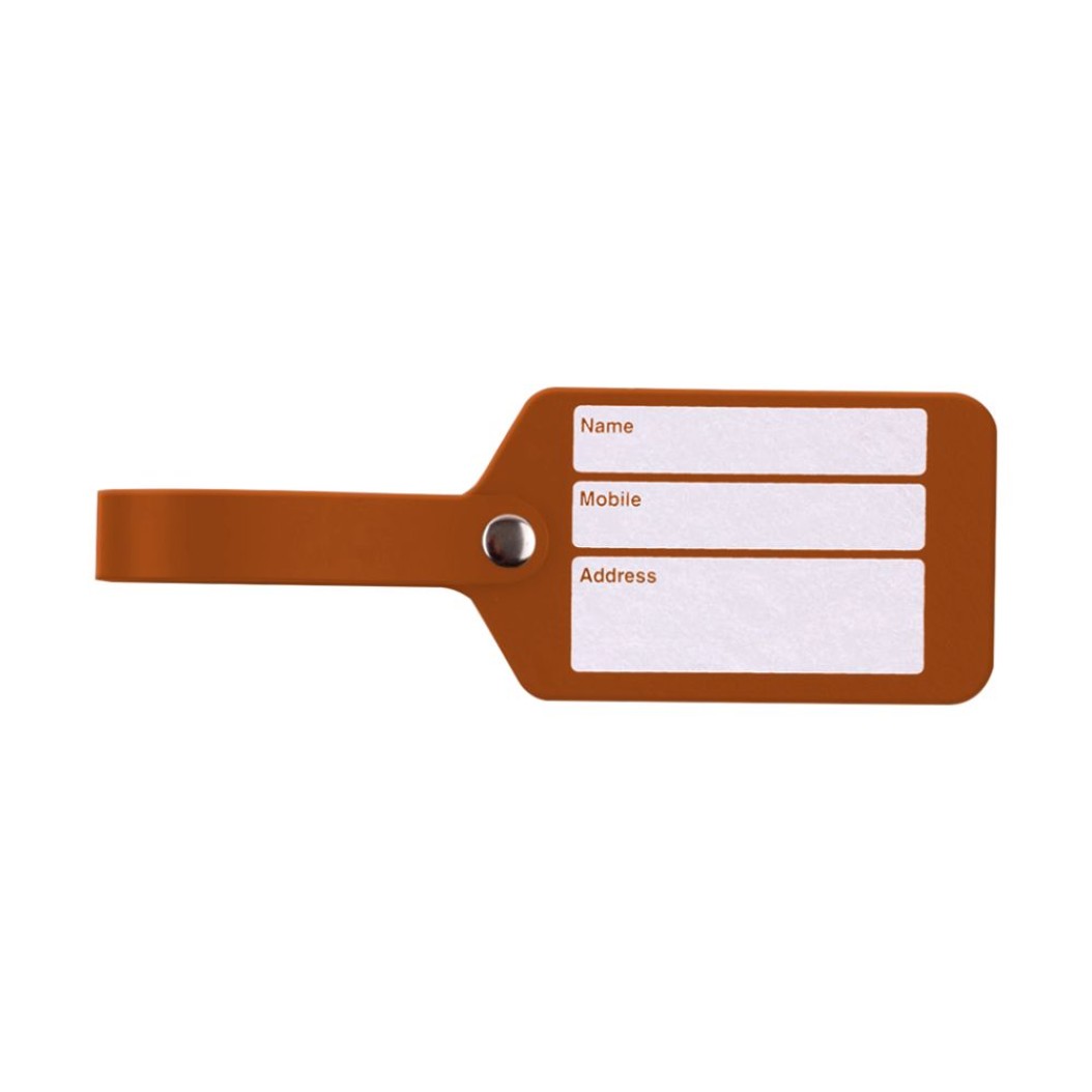 Luggage Tag Made of Recycled Leather In Terracotta Color 20.5x1x7 cm Suitcase Labels
