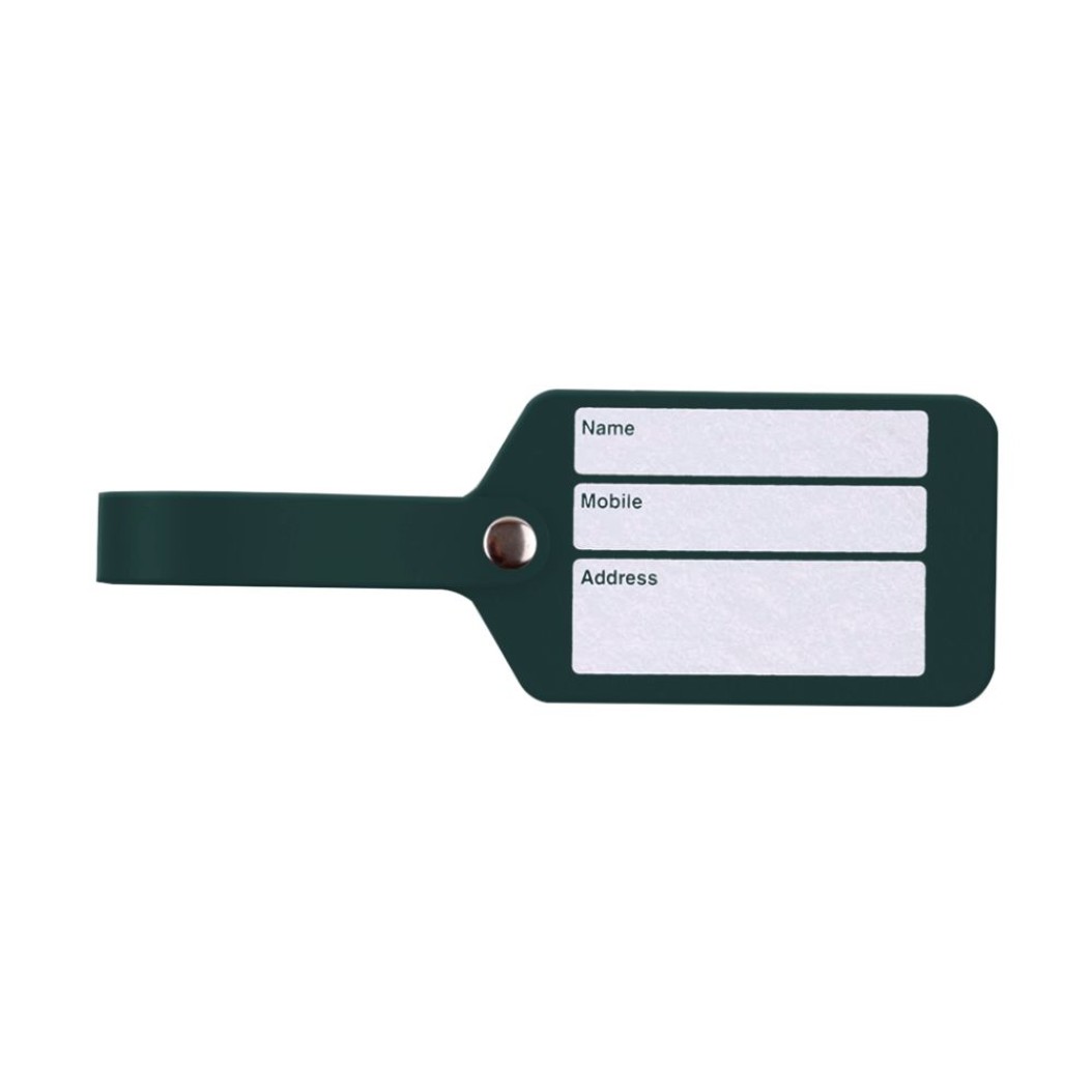 Luggage Tag Made of Recycled Leather In Dark Green Color 20.5x1x7 cm Suitcase Labels
