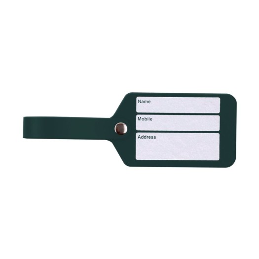 Luggage Tag Made of Recycled Leather In Dark Green Color 20.5x1x7 cm Suitcase Labels