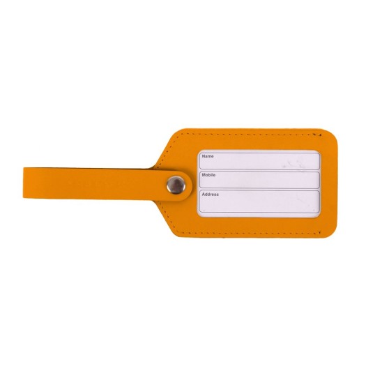 Luggage Tag Made of Recycled Leather In Orange Color 21x1x7 cm Suitcase Labels