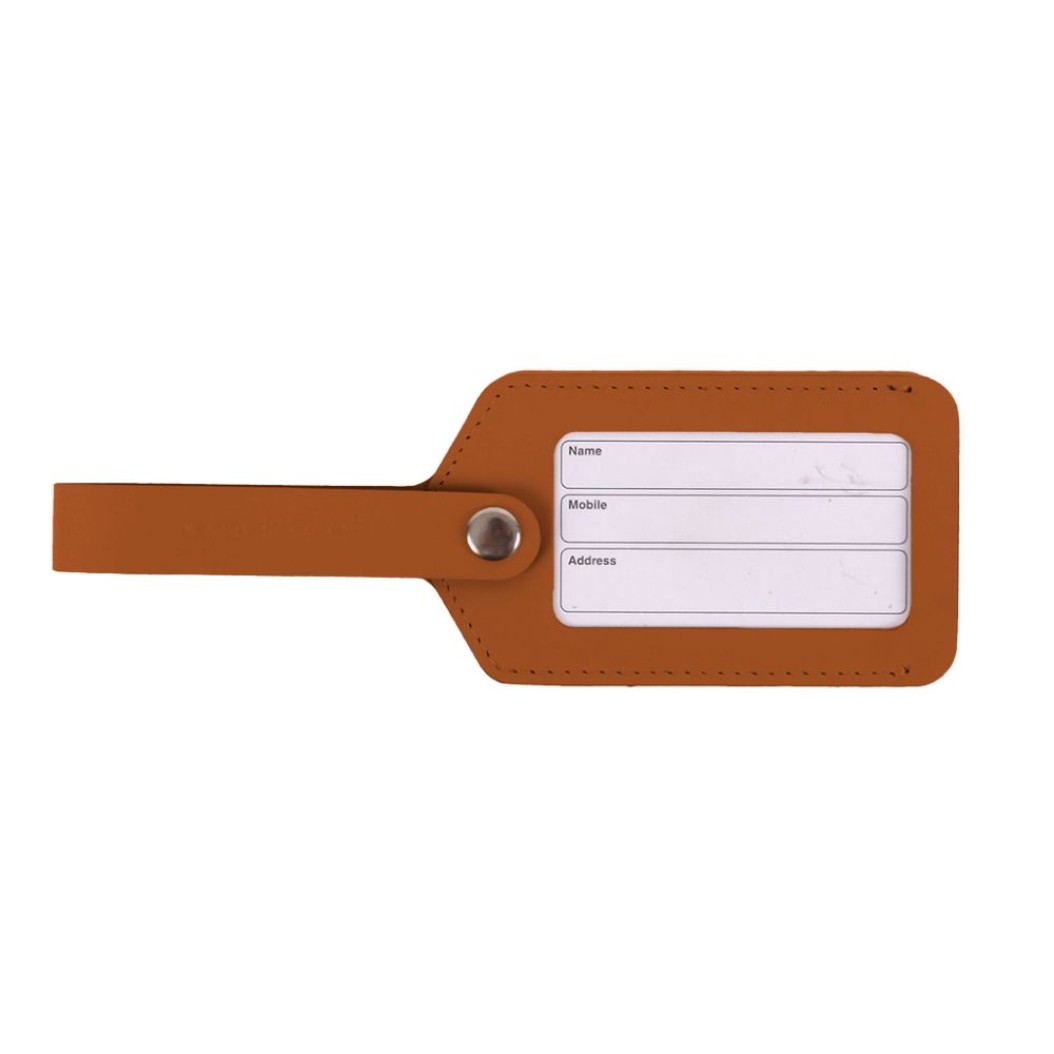 Luggage Tag Made of Recycled Leather In Terracotta Color 21x1x7 cm Suitcase Labels