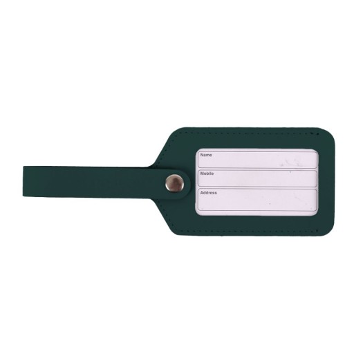 Luggage Tag Made of Recycled Leather In Dark Green Color 21x1x7 cm Suitcase Labels