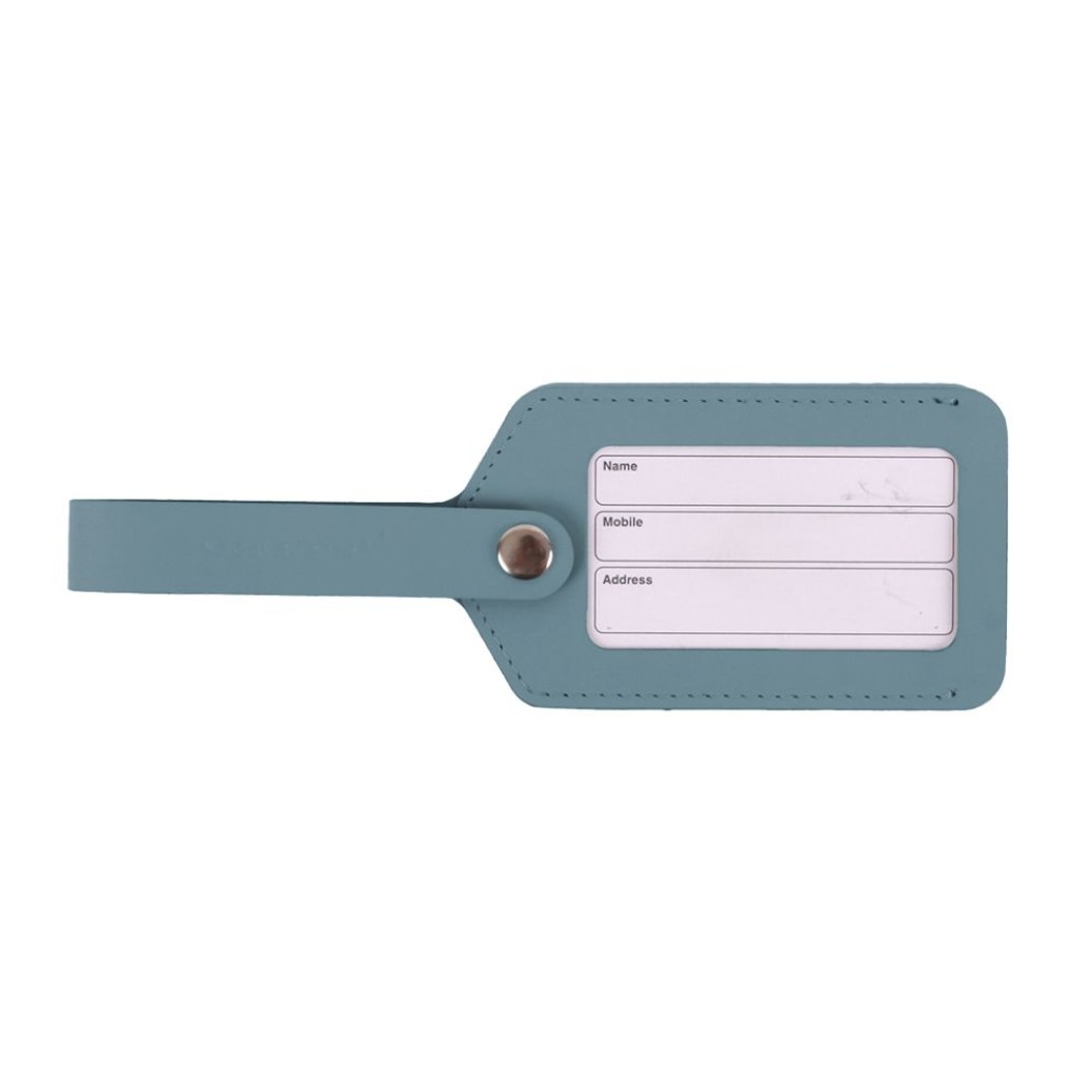 Luggage Tag Made of Recycled Leather In Blue Color 21x1x7 cm Suitcase Labels
