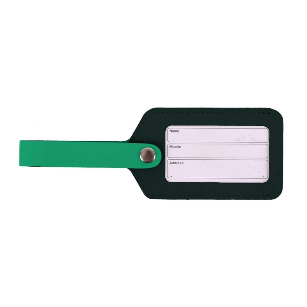 Luggage Tag Made of Two-Tone Recycled Leather Green 21x1x7 cm Suitcase Labels