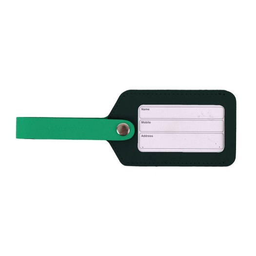 Luggage Tag Made of Two-Tone Recycled Leather Green 21x1x7 cm Suitcase Labels