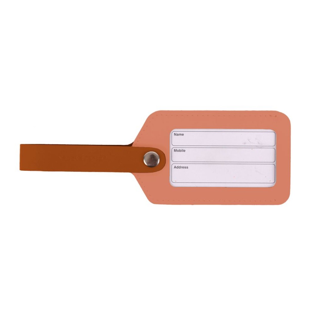 Luggage Tag Made of Two-Tone Recycled Leather Terracotta Pink 21x1x7 cm Suitcase Labels