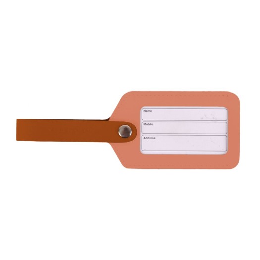 Luggage Tag Made of Two-Tone Recycled Leather Terracotta Pink 21x1x7 cm Suitcase Labels