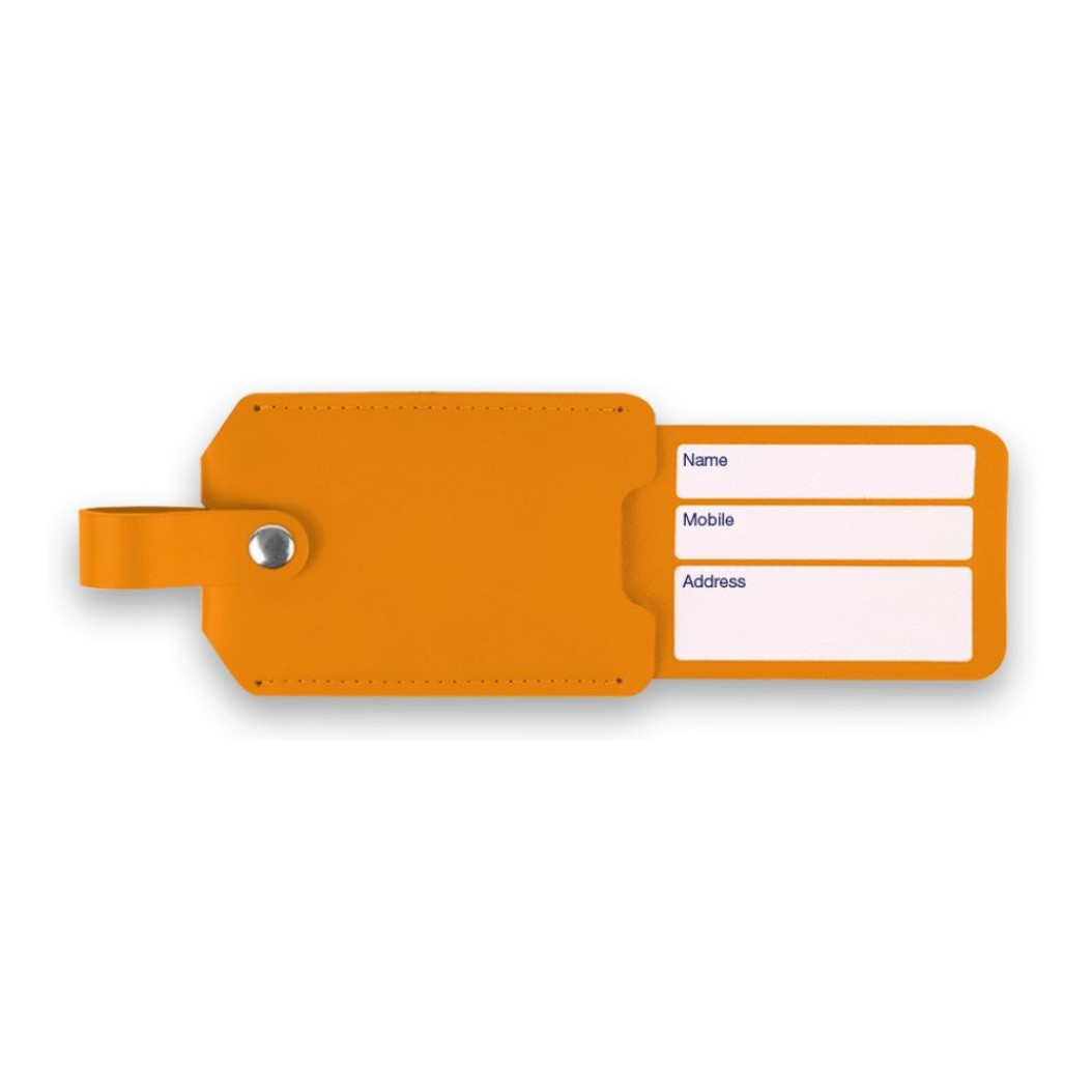 Luggage Tag Made of Recycled Leather In Orange Color 20.5x1x5.5 cm Suitcase Labels