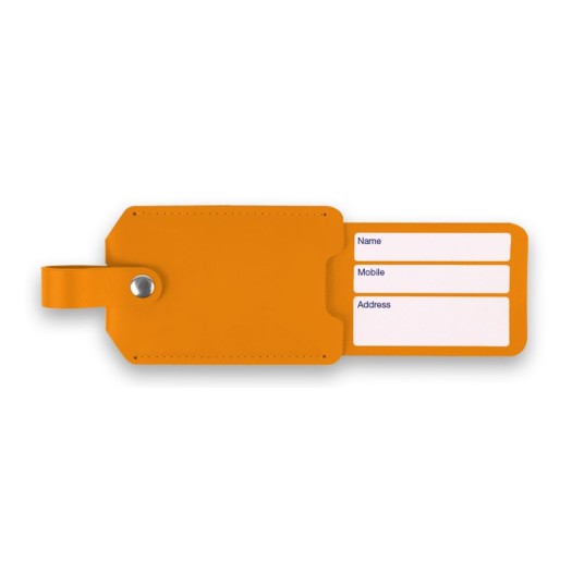 Luggage Tag Made of Recycled Leather In Orange Color 20.5x1x5.5 cm Suitcase Labels