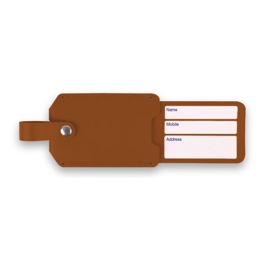 Luggage Tag Made of Recycled Leather In Terracotta Color 20.5x1x5.5 cm Suitcase Labels