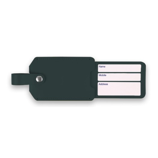 Recycled Leather Luggage Tag in Dark Green 20.5x1x5.5 cm Suitcase Labels