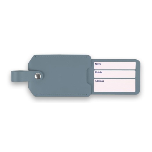 Recycled Leather Luggage Tag in Blue 20.5x1x5.5 cm Suitcase Labels