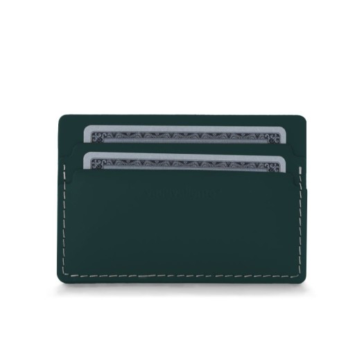 Θήκη Καρτών Από Ανακυκλωμένο Δέρμα 10.5x0.5x7 cm Σε Σκούρο Πράσινο Χρώμα CardHolders