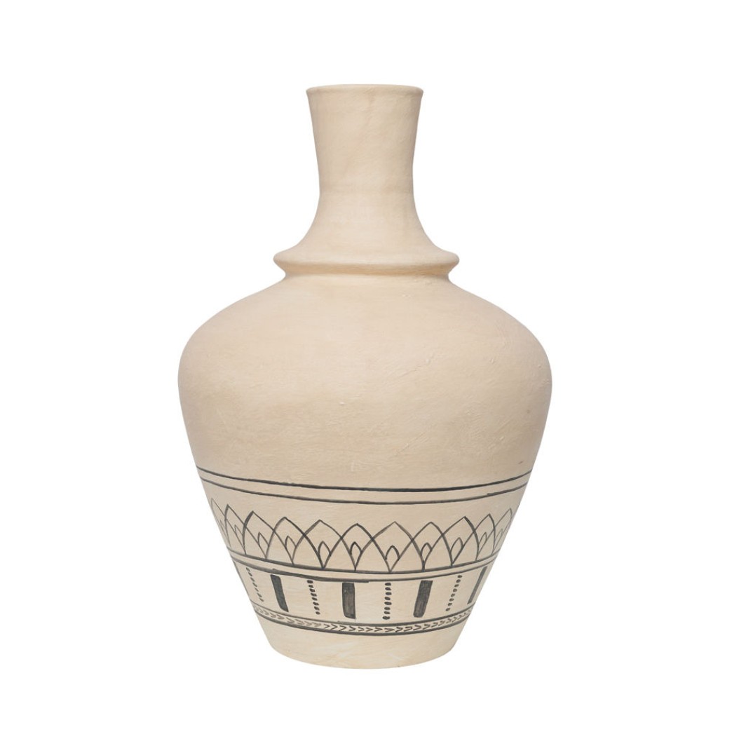 Κεραμικό Βάζο Με Πάτερν 40x70 cm Σε Μπεζ Χρώμα Βάζα
