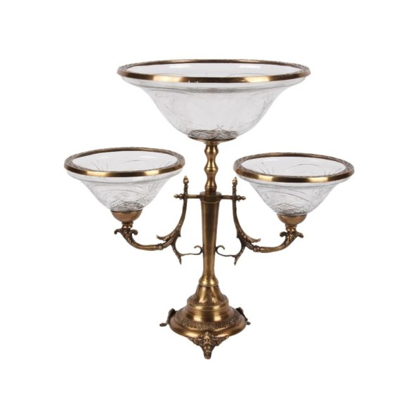 Διακοσμητικό Μπωλ 3 Θέσεων Με Ταγιαρισμένο Γυαλί 52x33x51 cm Μπωλ