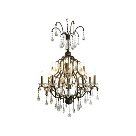 Μεταλλικός Πολυέλαιος Με Διακοσμητικά Κρύσταλλα 95x95x135 cm Σε Χρυσό Χρώμα Φωτιστικά