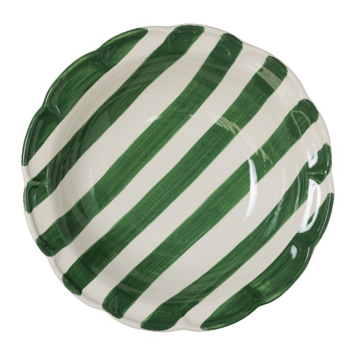 Ceramic Dinner Plate With Green Stripes 29 cm Ceramic Dinner Plate With Green Stripes 29 cm Dinner Plates
