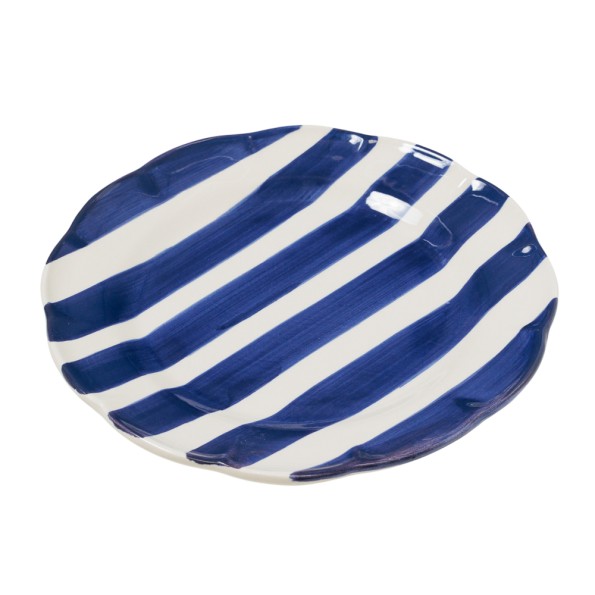 Ceramic Dinner Plate with Blue Stripes 26 cm Dinner Plates