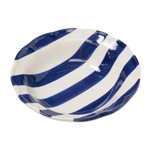 Ceramic Soup Plate With Blue Stripes 21 cm Soup Plates