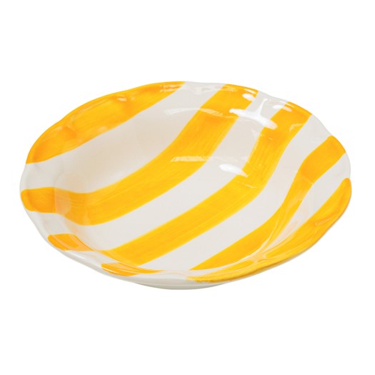 Ceramic Soup Plate With Yellow Stripes 21 cm Soup Plates