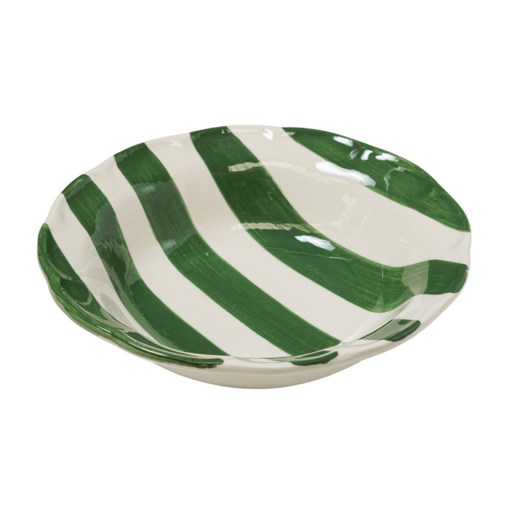 Ceramic Soup Plate With Green Stripes 21 cm Soup Plates