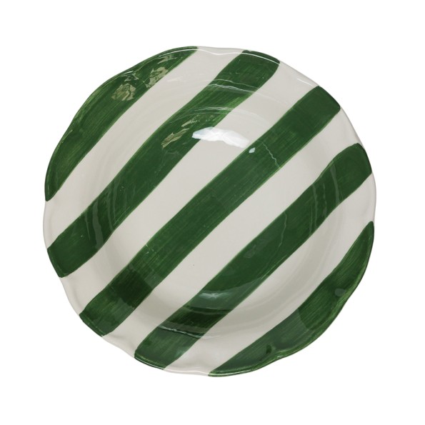 Ceramic Soup Plate With Green Stripes 21 cm Soup Plates