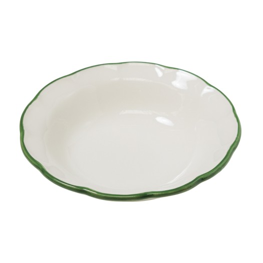 Ceramic Soup Plate with Green Rim 21 cm Soup Plates