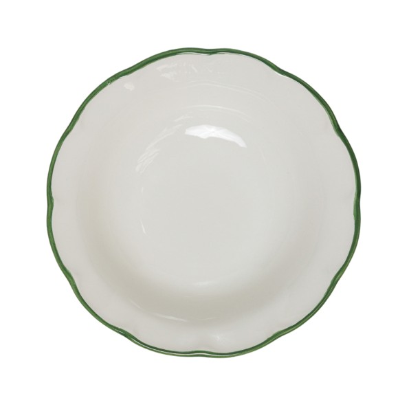 Ceramic Soup Plate with Green Rim 21 cm Soup Plates Ceramic Soup Plate with Green Rim 21 cm Soup Plates