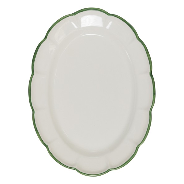 Ceramic Platter with Green Rim 39 cm Serving Platters & Trays