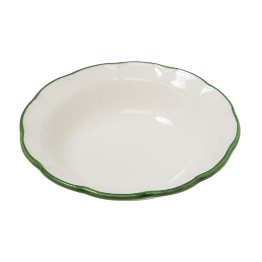 Ceramic Salad Bowl with Green Rim 33 cm Ceramic Salad Bowl with Green Rim 33 cm Salad Bowls