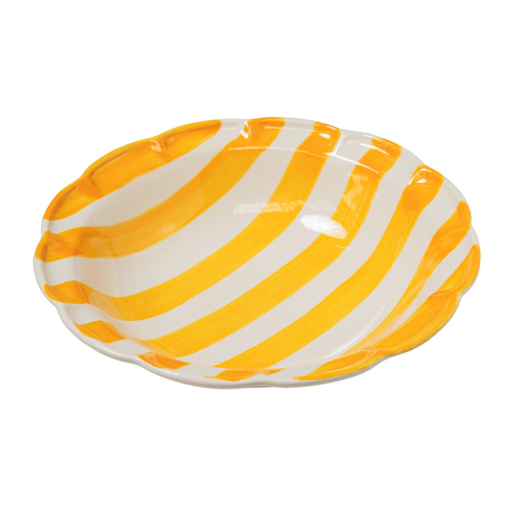 Ceramic Salad Bowl With Yellow Stripes 33 cm Salad Bowls Ceramic Salad Bowl With Yellow Stripes 33 cm Salad Bowls