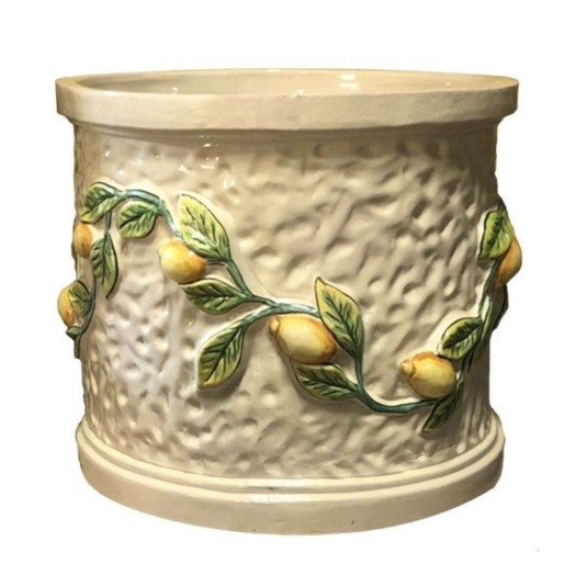 Διακοσμητική Κεραμική Γλάστρα Με Σχέδιο Από Λεμόνια 44x17 cm Σε Μπεζ Χρώμα Γλάστρες