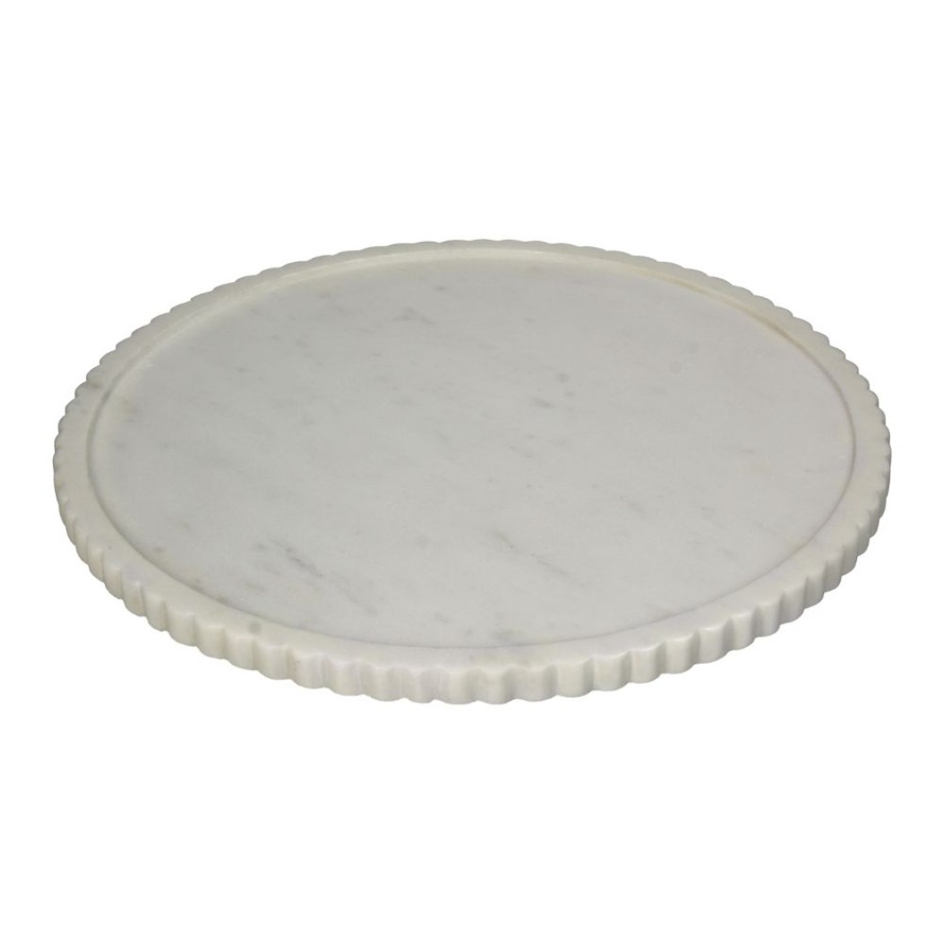 Στρογγυλός Μαρμάρινος Δίσκος 30.5x30.5x1.5 cm Σε Λευκό Χρώμα Δίσκοι