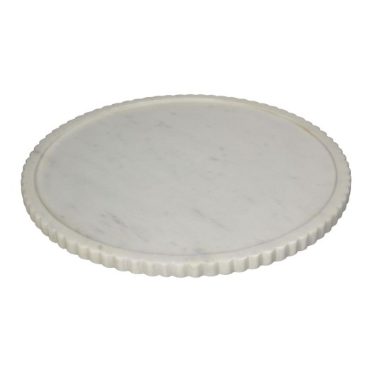 Στρογγυλός Μαρμάρινος Δίσκος 30.5x30.5x1.5 cm Σε Λευκό Χρώμα Δίσκοι