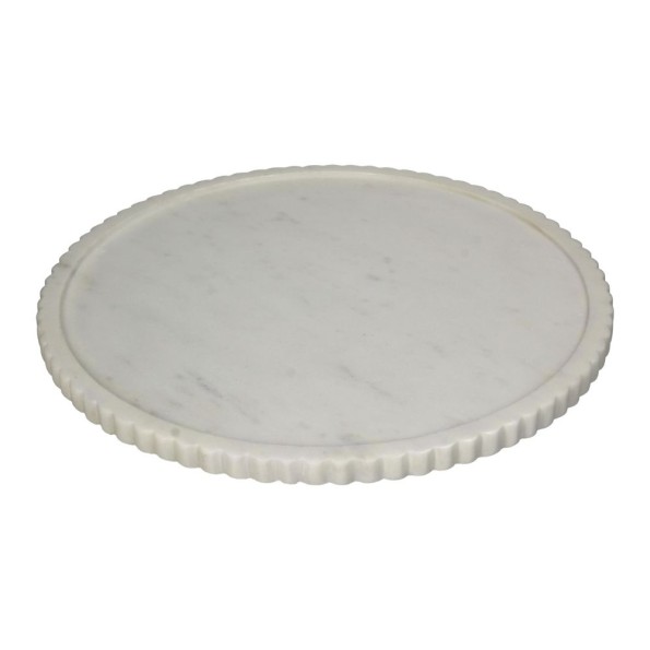 Στρογγυλός Μαρμάρινος Δίσκος 30.5x30.5x1.5 cm Σε Λευκό Χρώμα Δίσκοι
