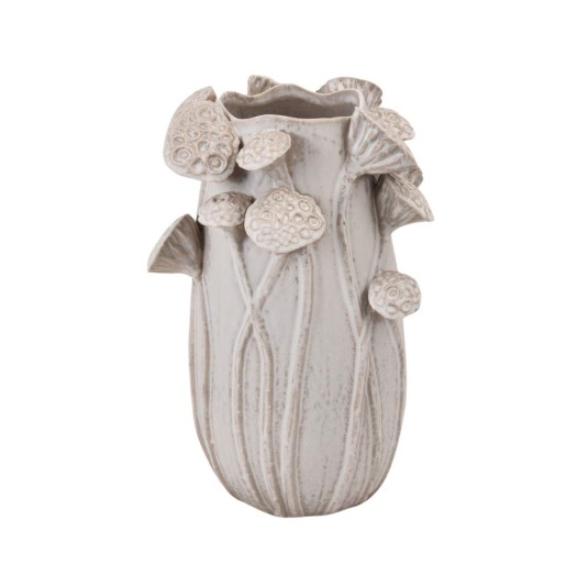 Vase Lotus Stoneware White 20.5x20x31cm Vases