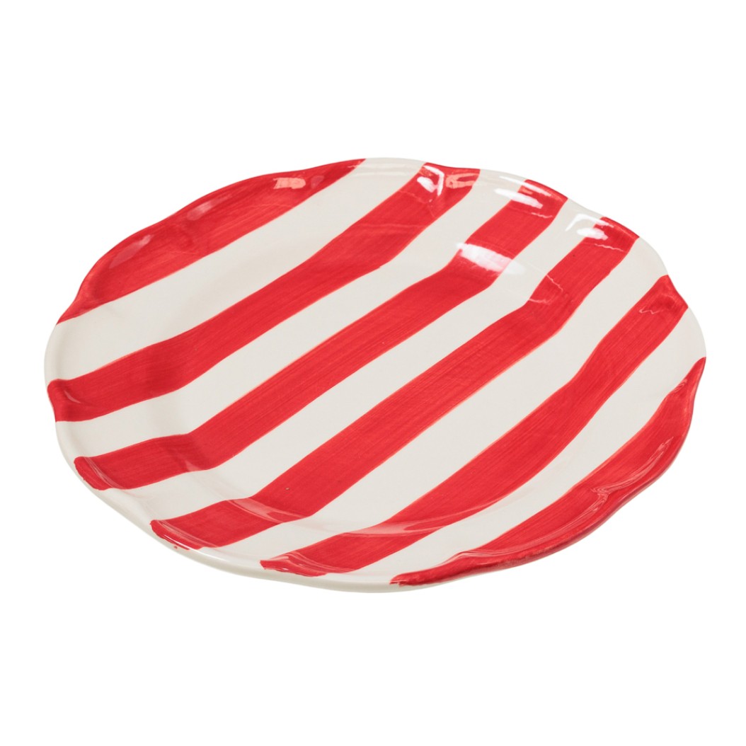 Ceramic Dinner Plate with Red Stripes 29 cm Dinner Plates