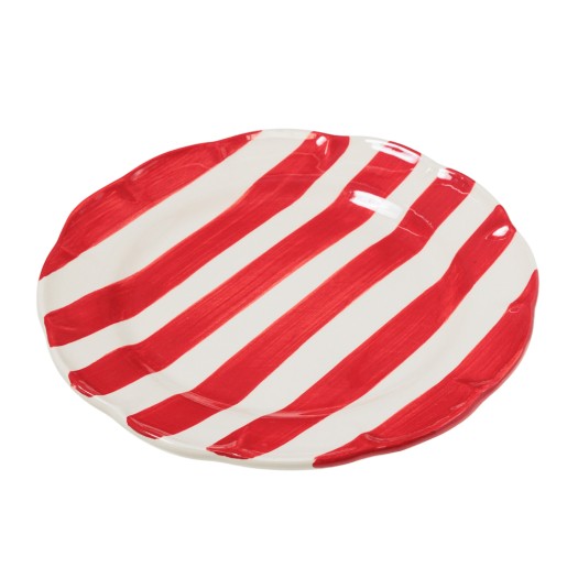 Ceramic Dinner Plate with Red Stripes 26 cm Ceramic Dinner Plate with Red Stripes 26 cm Dinner Plates