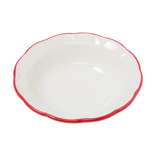 Ceramic Soup Plate with Red Stripes 21 cm Soup Plates