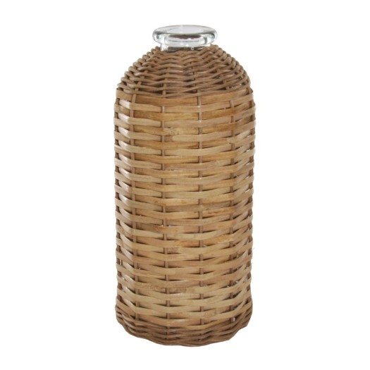 Glass bottle tall with rattan weaving h2 