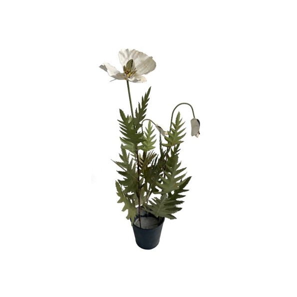 Decorative Metal Poppy Plant In White Color 31x31x63 cm Plants & Flowers