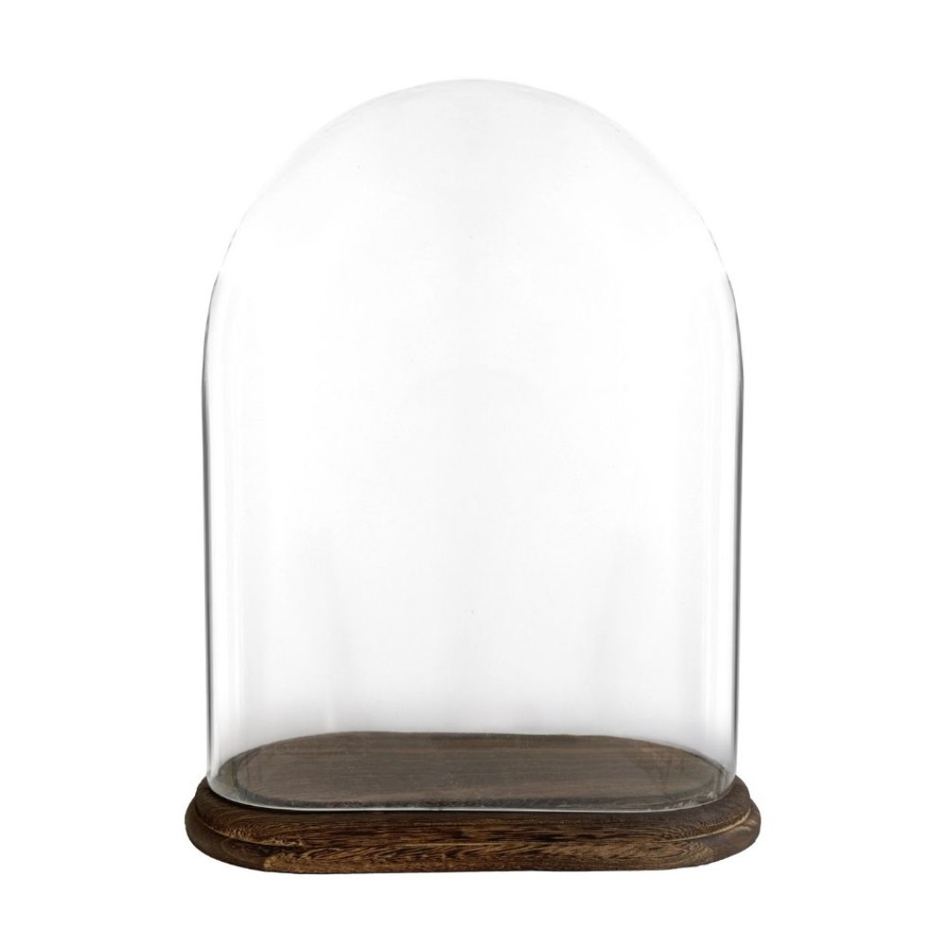 Glass Oval Decorative Dome with Dark Brown Base for LED Candle 33x33x40 cm Candle Holders Glass Oval Decorative Dome with Dark Brown Base for LED Candle 33x33x40 cm Candle Holders