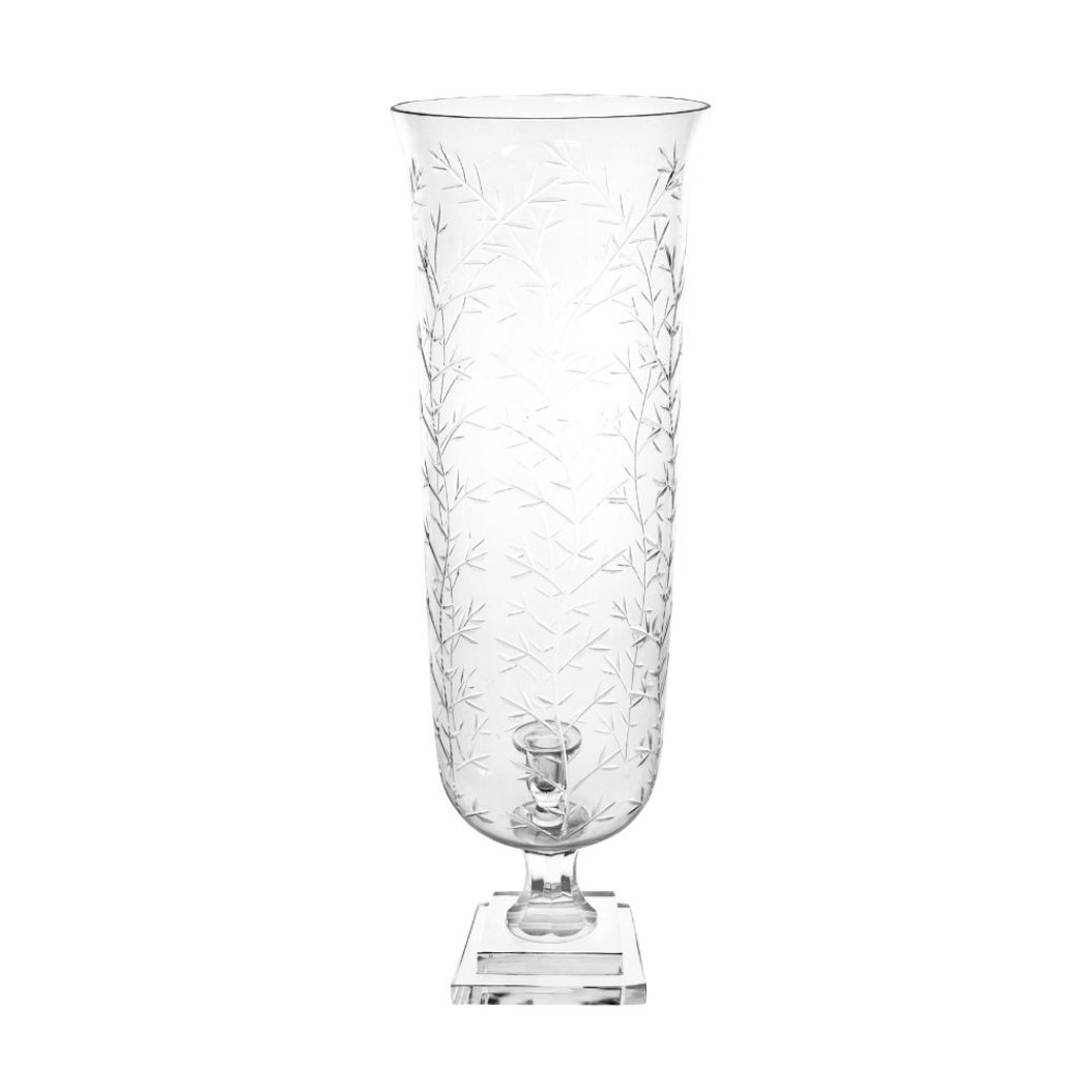 Glass Candle Holder with Leaf Cut Design 24x72 cm Candle Holders Glass Candle Holder with Leaf Cut Design 24x72 cm Candle Holders