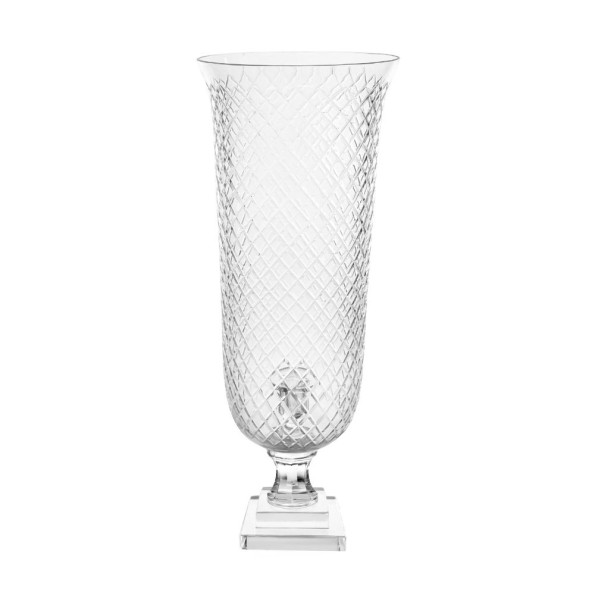 Γυάλινο Κηροπήγιο Με Diamond Cut Σχέδιο 22x56 cm Κηροπήγια Γυάλινο Κηροπήγιο Με Diamond Cut Σχέδιο 22x56 cm Κηροπήγια