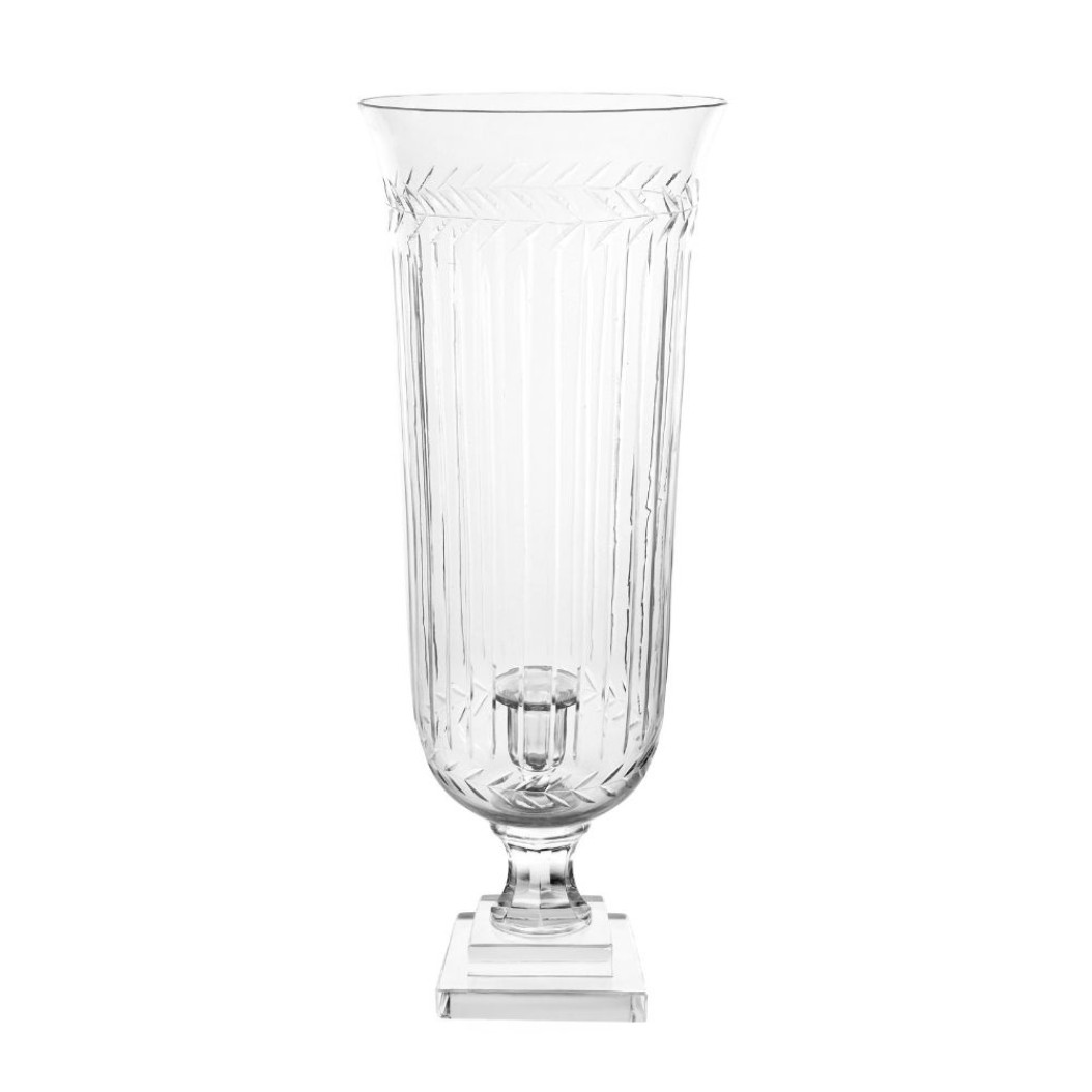 Glass Candle Holder with Line Cut Design 22x56 cm Candle Holders Glass Candle Holder with Line Cut Design 22x56 cm Candle Holders